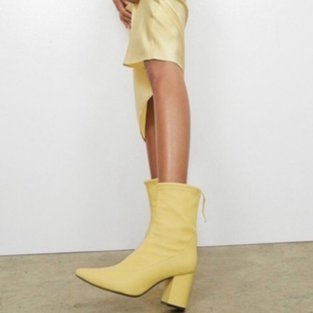 ANINE BING Chloe Leather Yellow Sock Heeled Boots